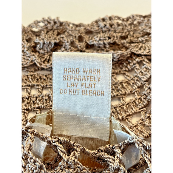 Vintage Kroshetta By Papillon Champagne Crocheted Cardigan Boho Hippie 70s Retro - Picture 5 of 9